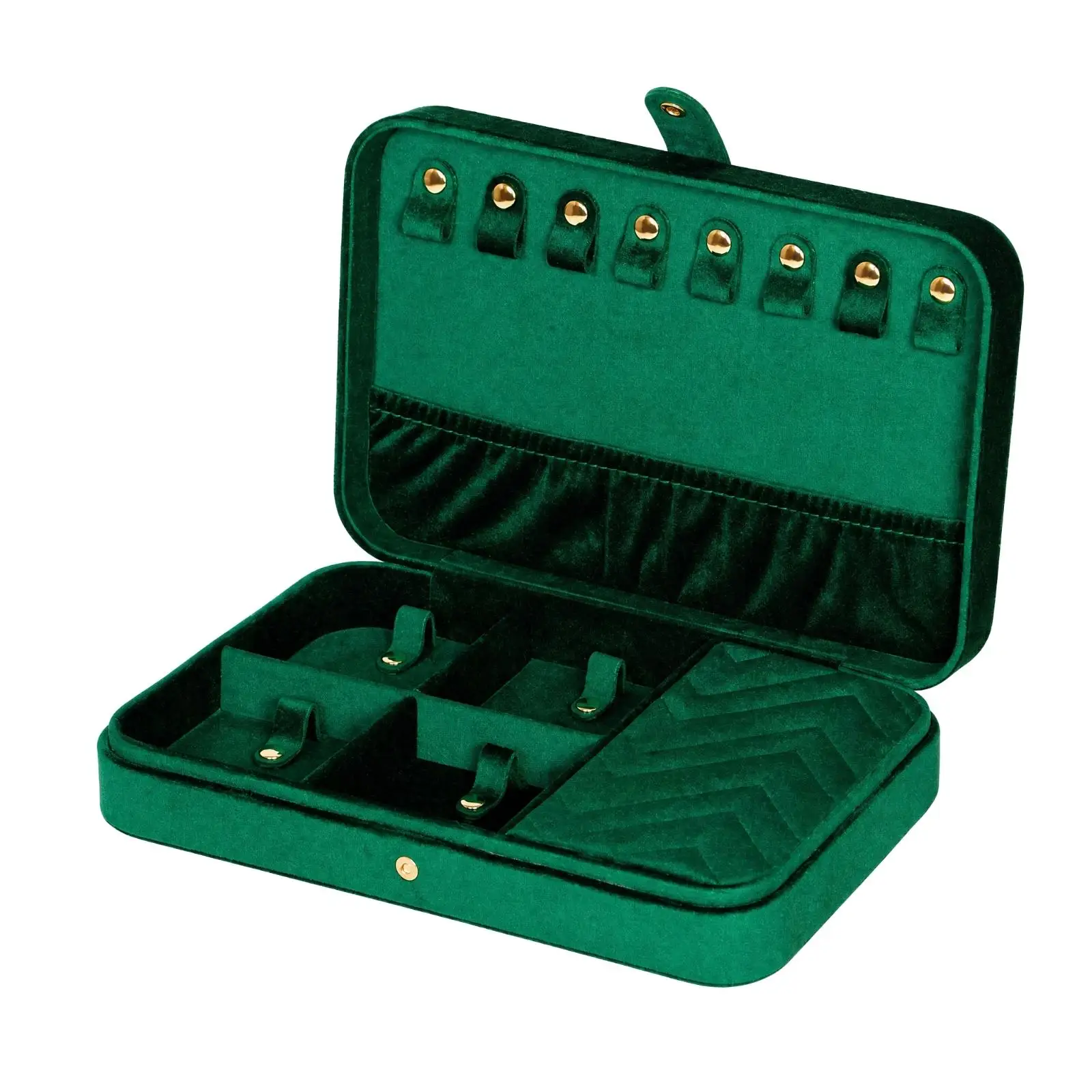 Velvet Jewelry Organizer Box Necklace Storage Case with Hinged Lid and Secure Snap for Travel
