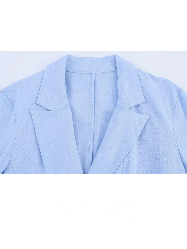 HH – costume pour femmes, col rabattu, manches longues, blazer à simple boutonnage + poches à taille élastique, pantalons longs, ensembles chics féminins