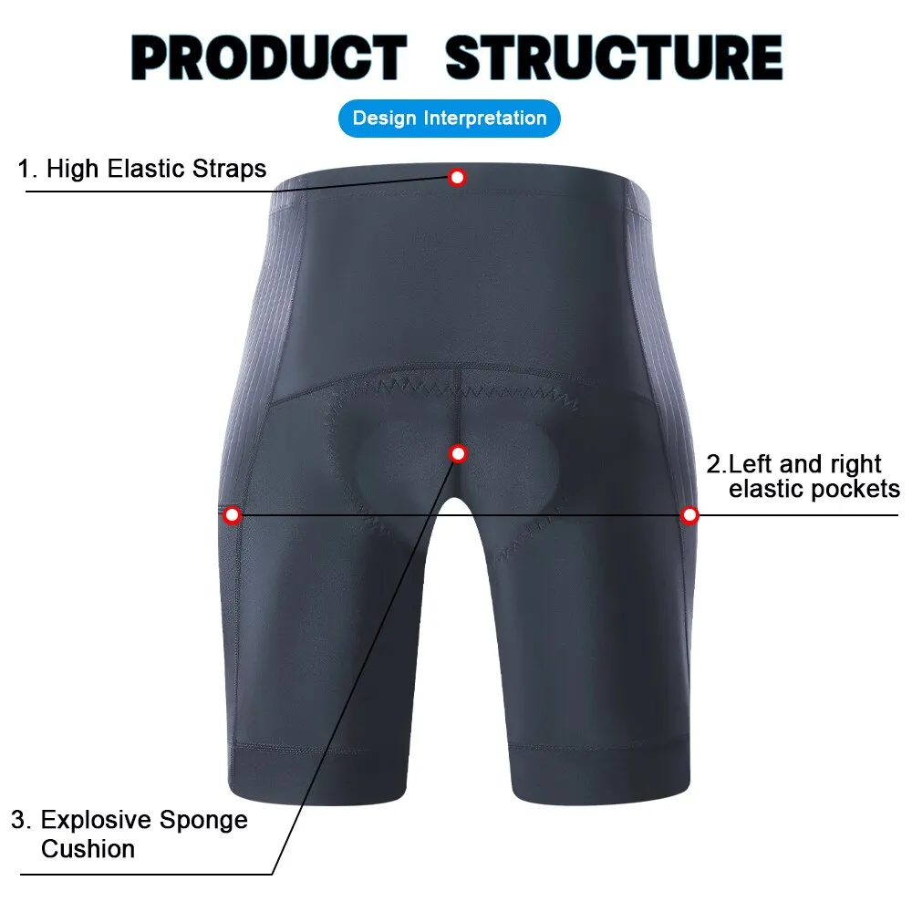 X-TIGER Men\'s Cycling Shorts with 2 Pockets Blasting Cotton Pad Bike Shorts Reflective Anti Slip Leg Grips Bicycle Shorts