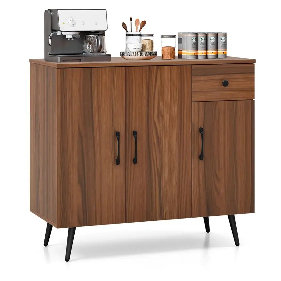 

Sideboard Buffet Cabinet, Coffee Bar Cabinet with Drawer, 2 Storage Cabinets, Adjustable Shelves, Metal Legs, Floor Storage Cabi