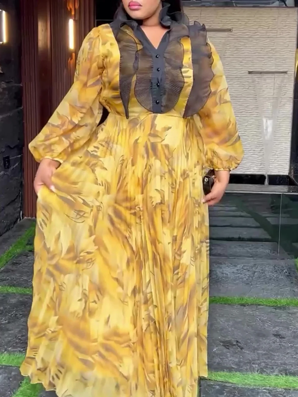 

Plus Size African Party Dresses for Women 2025 New Chiffon Print Long Maxi Dress Elegant Kaftan Muslim Gown Africa Clothing