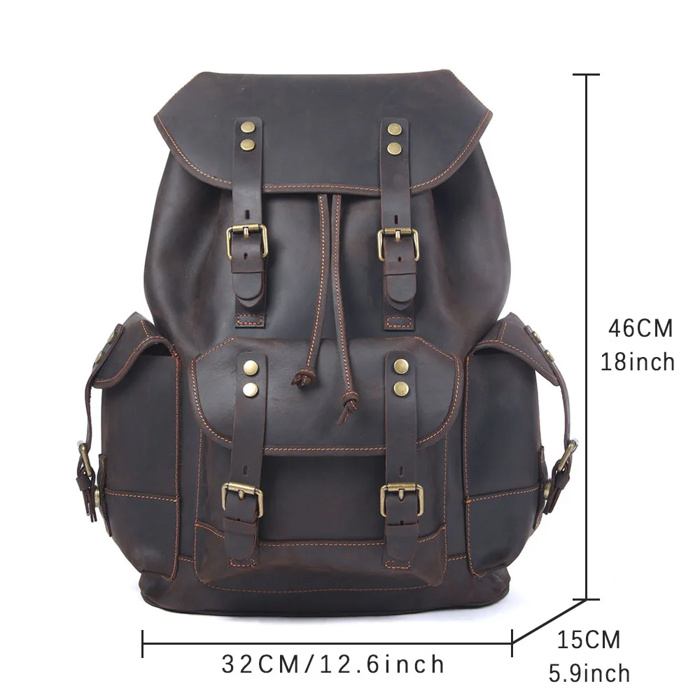 S.WORKER Vintage Echtleder-Rucksack Laptop-Tasche Lässige Crazy-Horse-Leder-Schultasche Outdoor-Reise-Weekender-Tasche – Detail 3