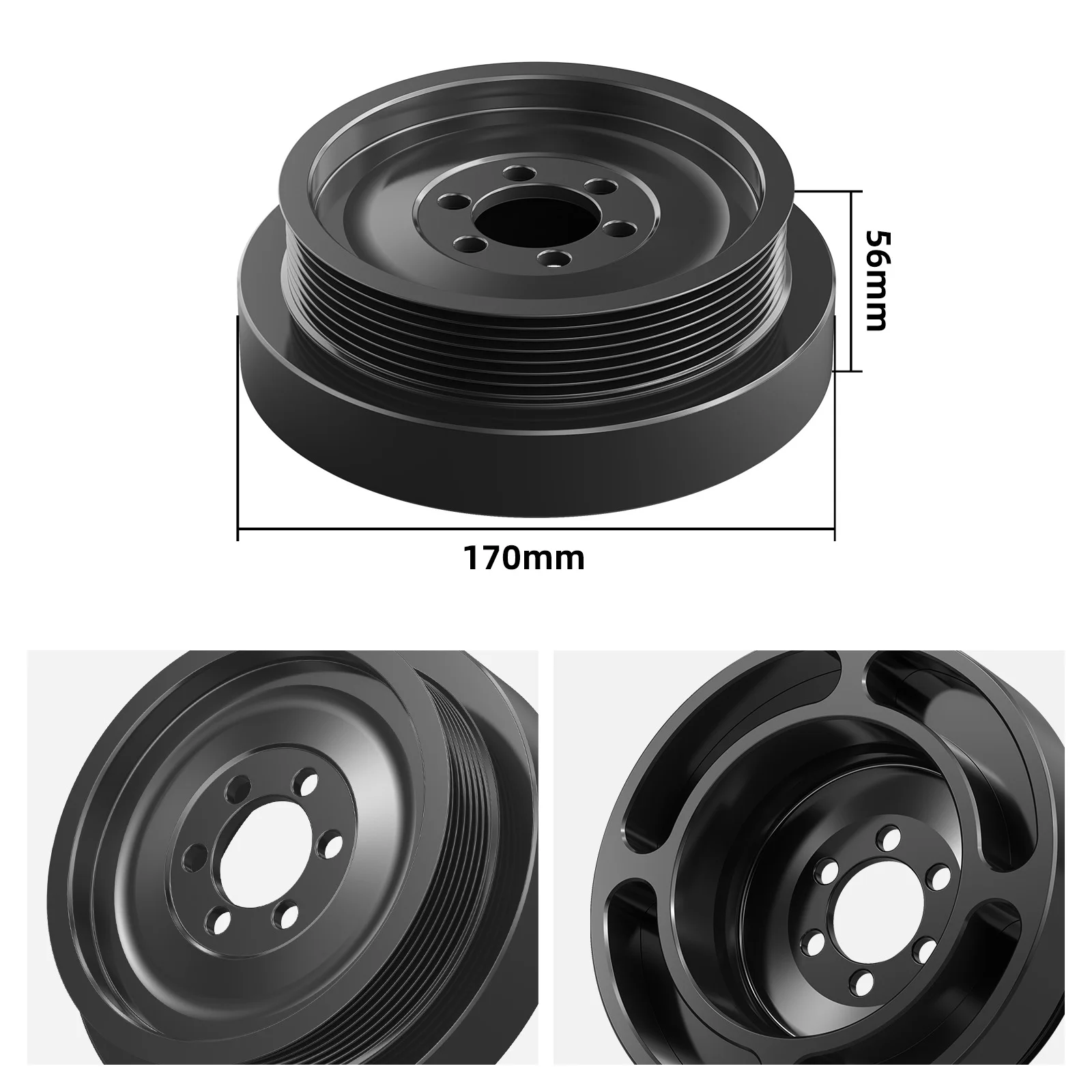 BEVINSEE N54 Motor Billet Aluminium Kurbelwellenriemenscheibe für BMW E90 E91 E92 E93 335i für BMW E82 E87 135i 1M, Ersatz für 11227558083 – Detail 3