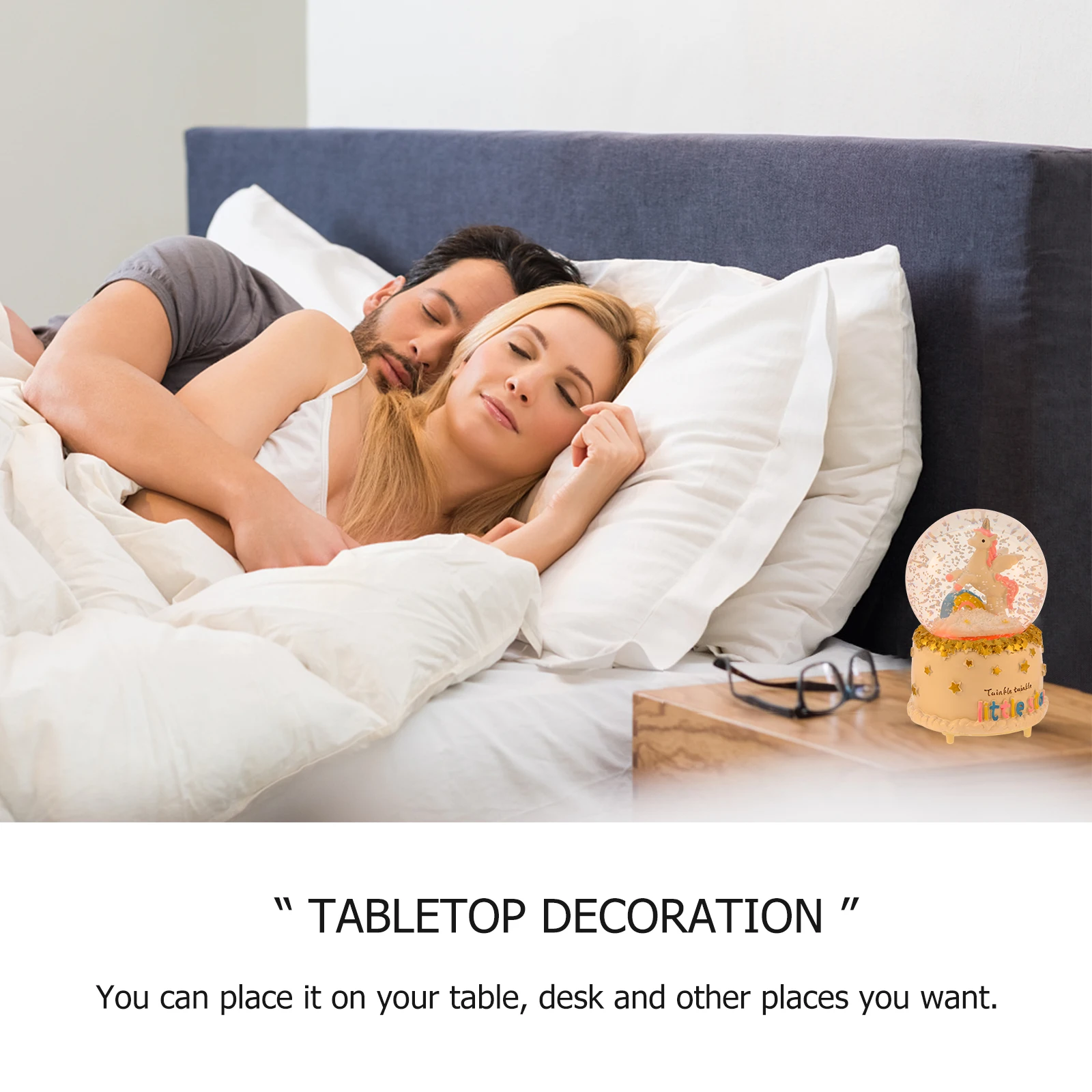 

Luminous Crystal Ball Unicorn Shape Tabletop Adornment Music Box Clear Transparent Interior Decoration Birthday Gift