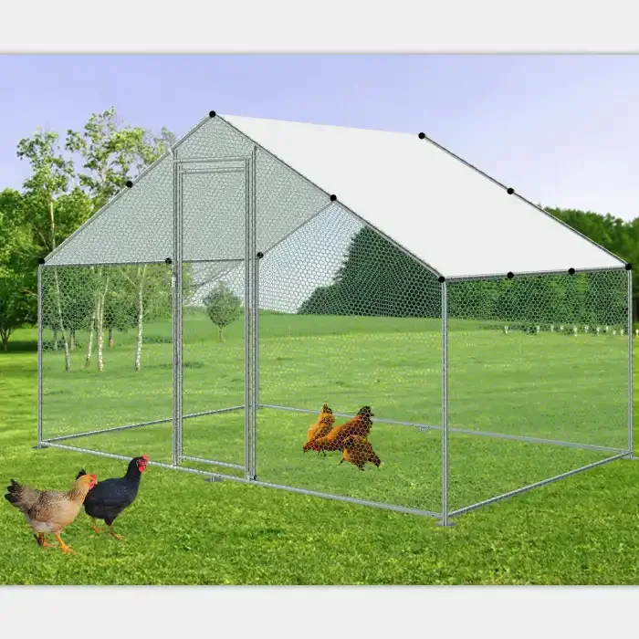 Chicken Coop Run, Walk-in Poultry Cage Chicken Runs House for Yard with Waterproof Cover