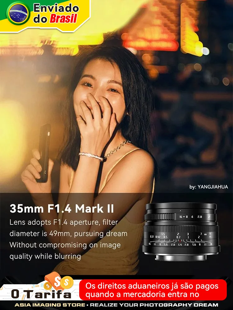 【 Do Brasil 】 7Artisans  35mm F1.4 APS-C Mirrorless Camera Portrait Lens for Sony E A6400 A6700 A6000 ZV-E10 7 Artisans 35 1.4