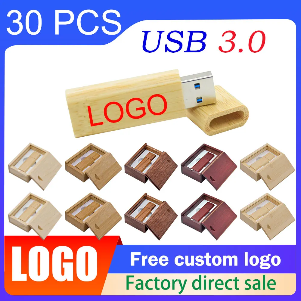 

30pcs/lot Free Logo Wood Small Gift USB 3.0 Flash Drive 4GB 8GB 16GB 32GB 64GB Pendrive Mini Creative Pen Drive USB Memory Stick
