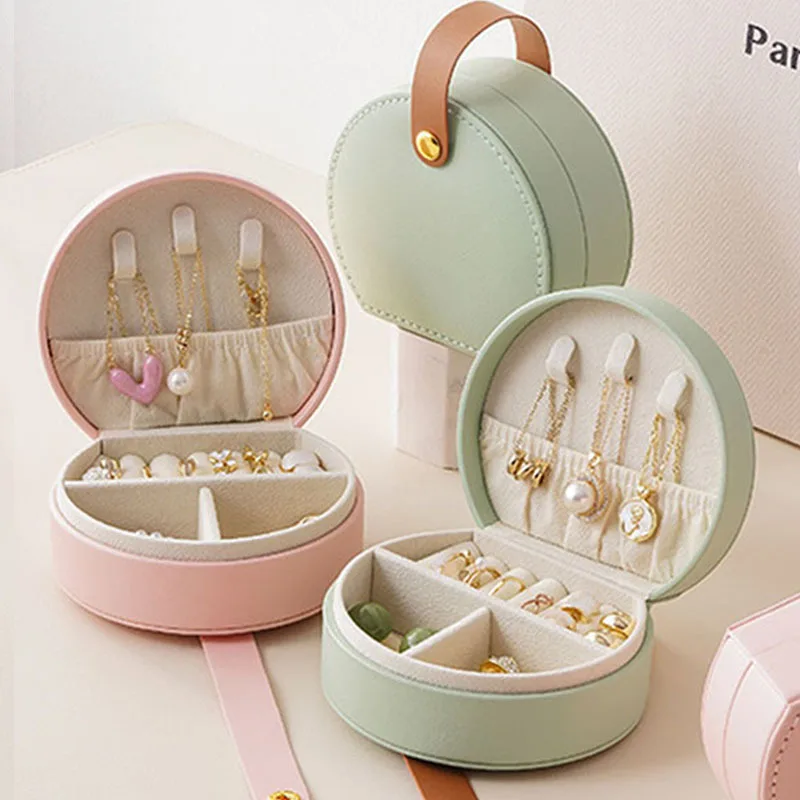 

Portable Travel Jewelry Box Handbag Nelace Ring Earring Storage Organizer Creative Carry-On Faion Accory Storage Case