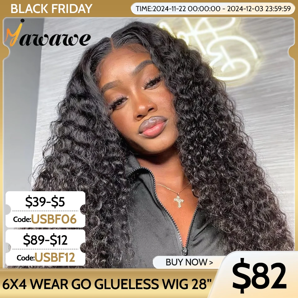 Human hair lace front wig Kinky Curly glueless preplucked human wigs ready to go Yawawe Wear Go wig