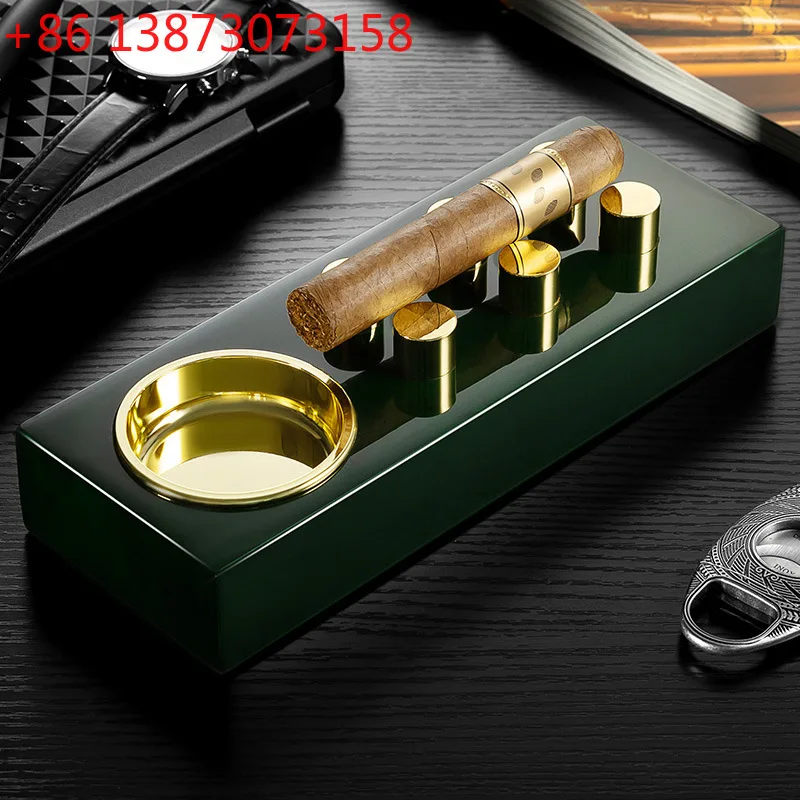 

eggplant cigar ashtray piano paint solid wood base copper embryo electroplated ashtray