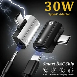 USB Type C to 3.5mm Headphone and Charger Adapter 30W Fast Charging Splitter With Aux Audio Jack For Samsung Galaxy S24 23 Ultra