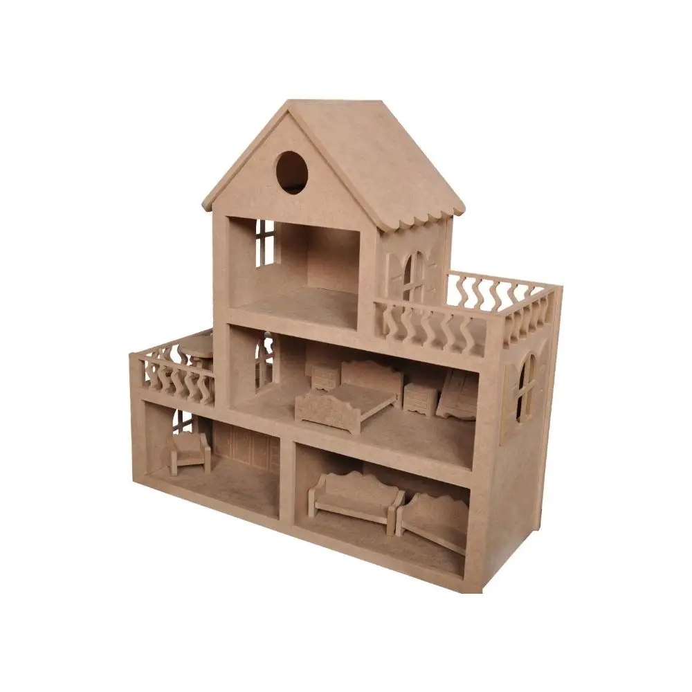 Hobby Toy Target Wooden Doll House 3 mm mdf Material Made in Turkey