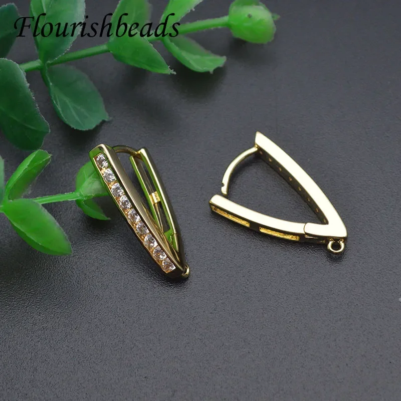 Imagem -06 - Suprimentos para Fazer Brincos Beads em Formato Triangular Cor de Ouro com Fio para Orelha Moda 30 Peças Lote cz Diy