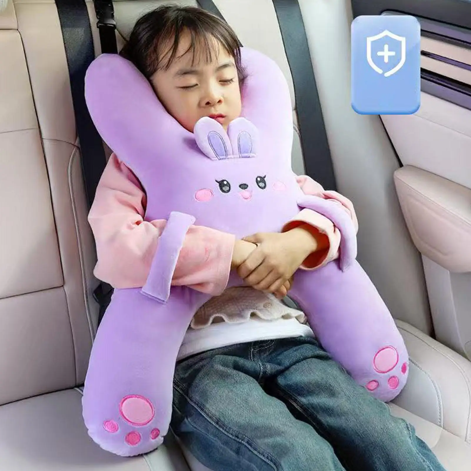 Car Cute Cartoon Pillow Car Mounted Child Sleeping Pillow Car Removable Comfortable Breathable Headrest Lumbar Support