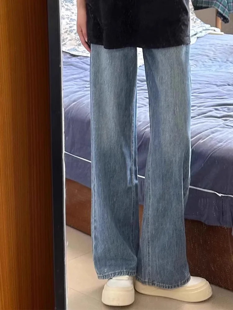 

Light Blue American Retro Straight Leg Men's Jeans Drapey Trendy High Street Slimming Long Pants Youth Spring Wear