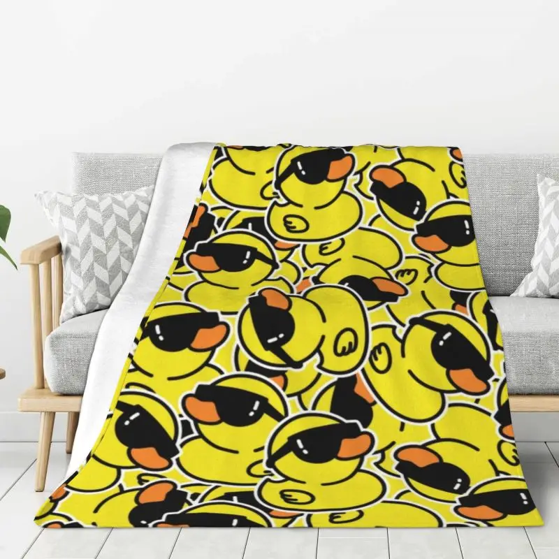 Custom Yellow Cartoon Animal Rubber Duck Blanket 3D Print Soft Flannel Fleece Warm Throw Blankets for Office Bed Sofa Bedspreads