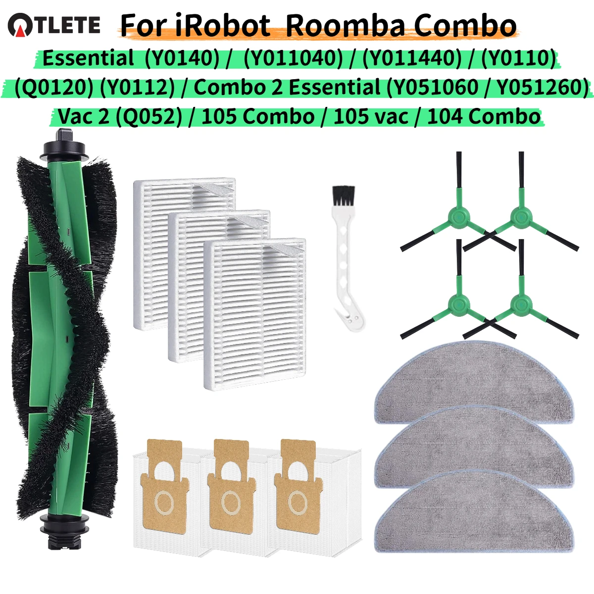 Repuestos para Robot Aspirador IRobot Roomba 105 Combo/104 Combo/Essential Vac 2/Combo Essential Y0140 / Y011440/Mop Y0110