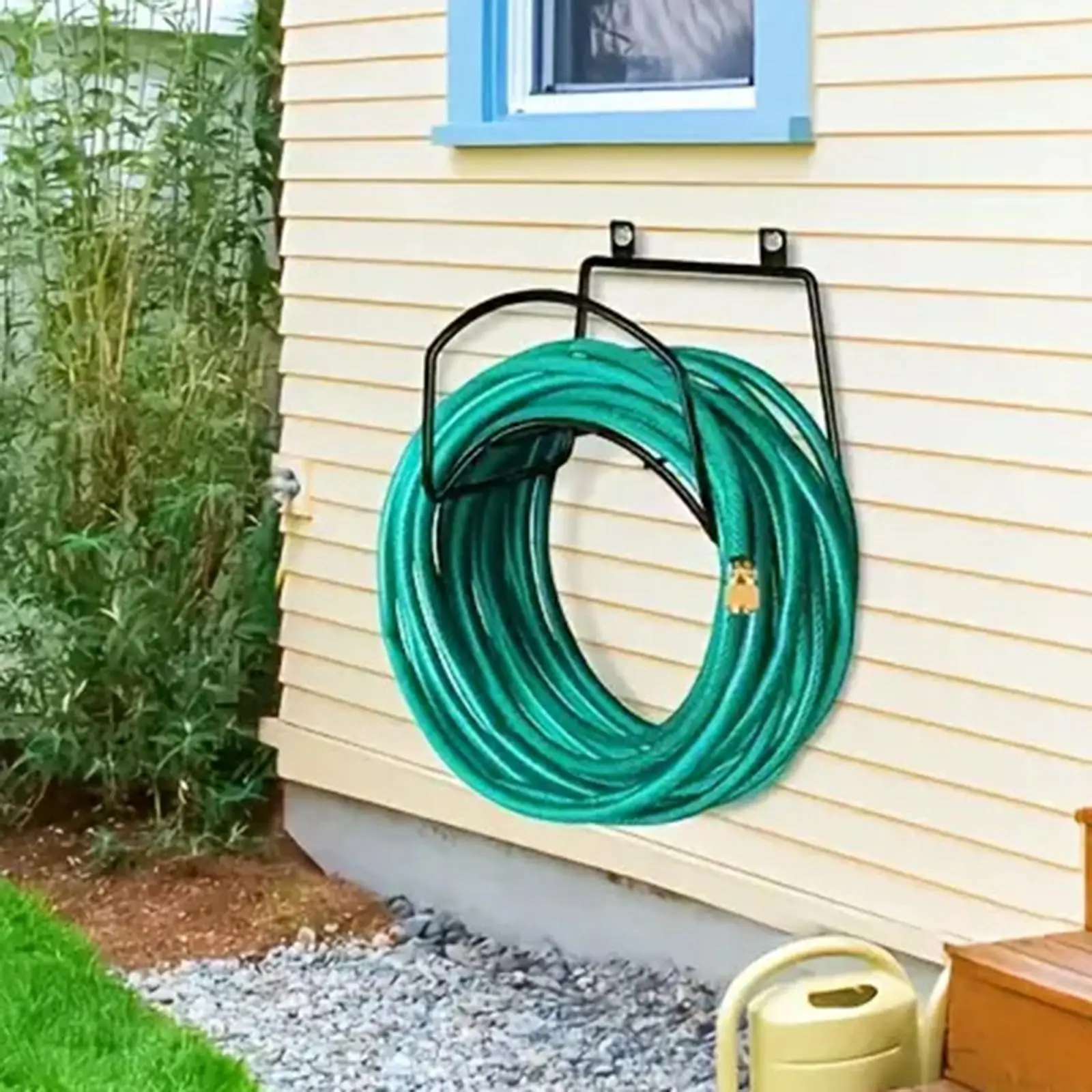 Space Saving Metal Garden Hose Holder Wall Mounted Sturdy Hanger Outdoor Storage for Home Lawn
