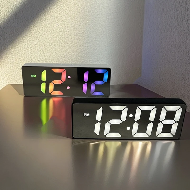 LED Mini Mirror Alarm Clock Electronic Digital Alarm Clock Digital Table Clock Room Desk Decorating Smart Small Tools Home