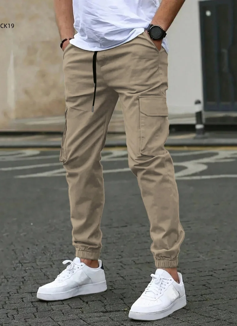 

Men's Casual Cargo Pants Sweatpants Outdoor Bunched Long Trousers Autumn Multi-Pocket Durable Workwear Male Trousers