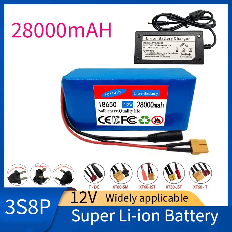 Batterie aste adaptée à la lampe de mineur ou autres équipements électroniques, offre spéciale, 12V, 3s8p, 800W, 28000mAh