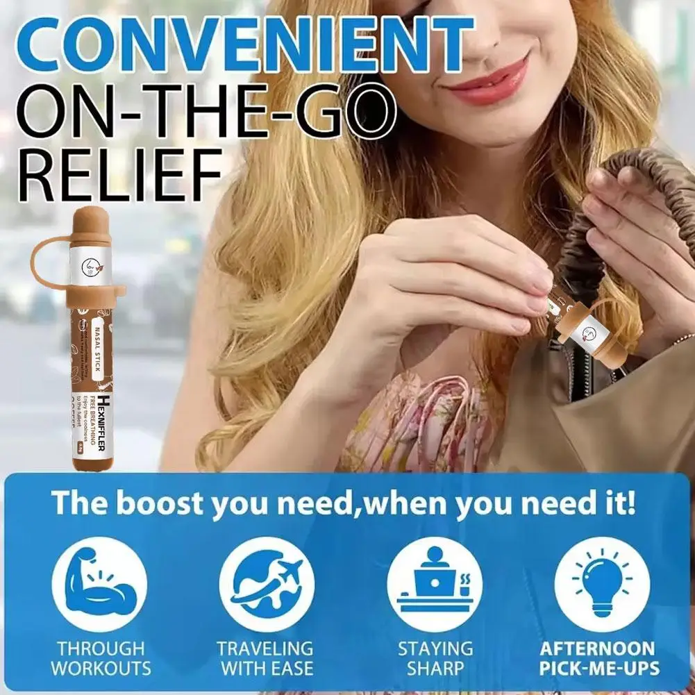 Multi Flavor Herbal Nasal Inhaler Stick Cool Plant Aroma Long-Lasting Fresh Scent Portable Breath Freshener Energy Boost Stick