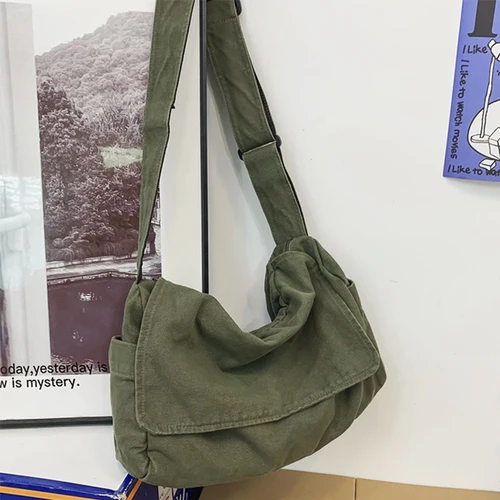 Imagen 1 del producto Bolso bandolera Vintage para mujer, bolso de lona de gran capacidad para libros para adolescentes, bolso de hombro, bolso cruzado informal