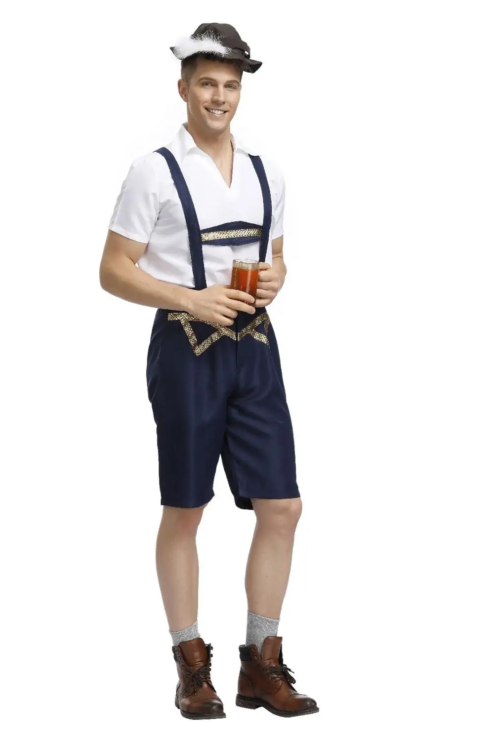 Adult Male Fashion Germany Oktoberfest Lederhosen Costume Bavarian Traditional Festival Beer Men Costume