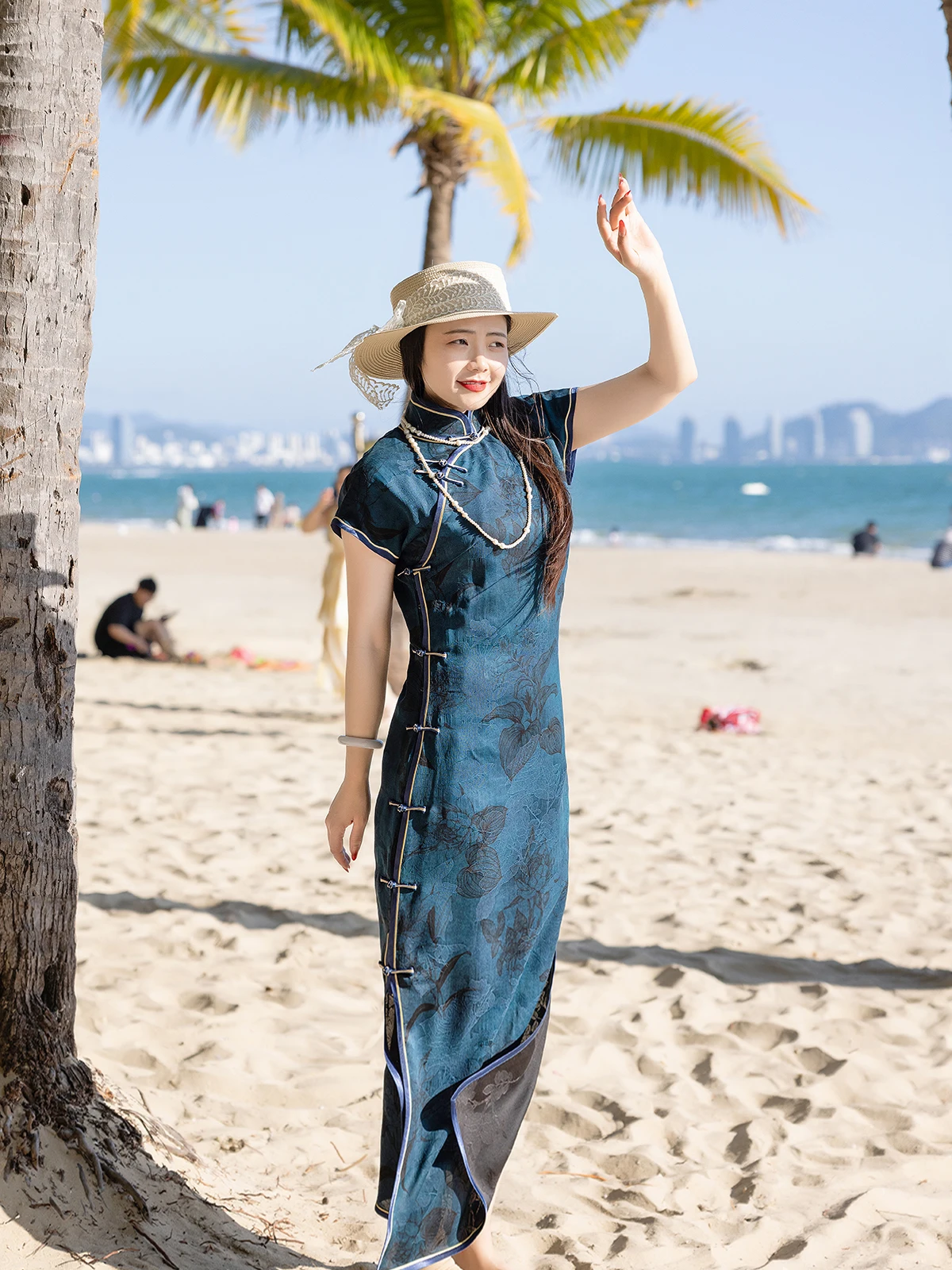 

Элегантное платье в старинном стиле из шелка Сянъюнь с длинными рукавами от Fanghua, винтажное, традиционное китайское.