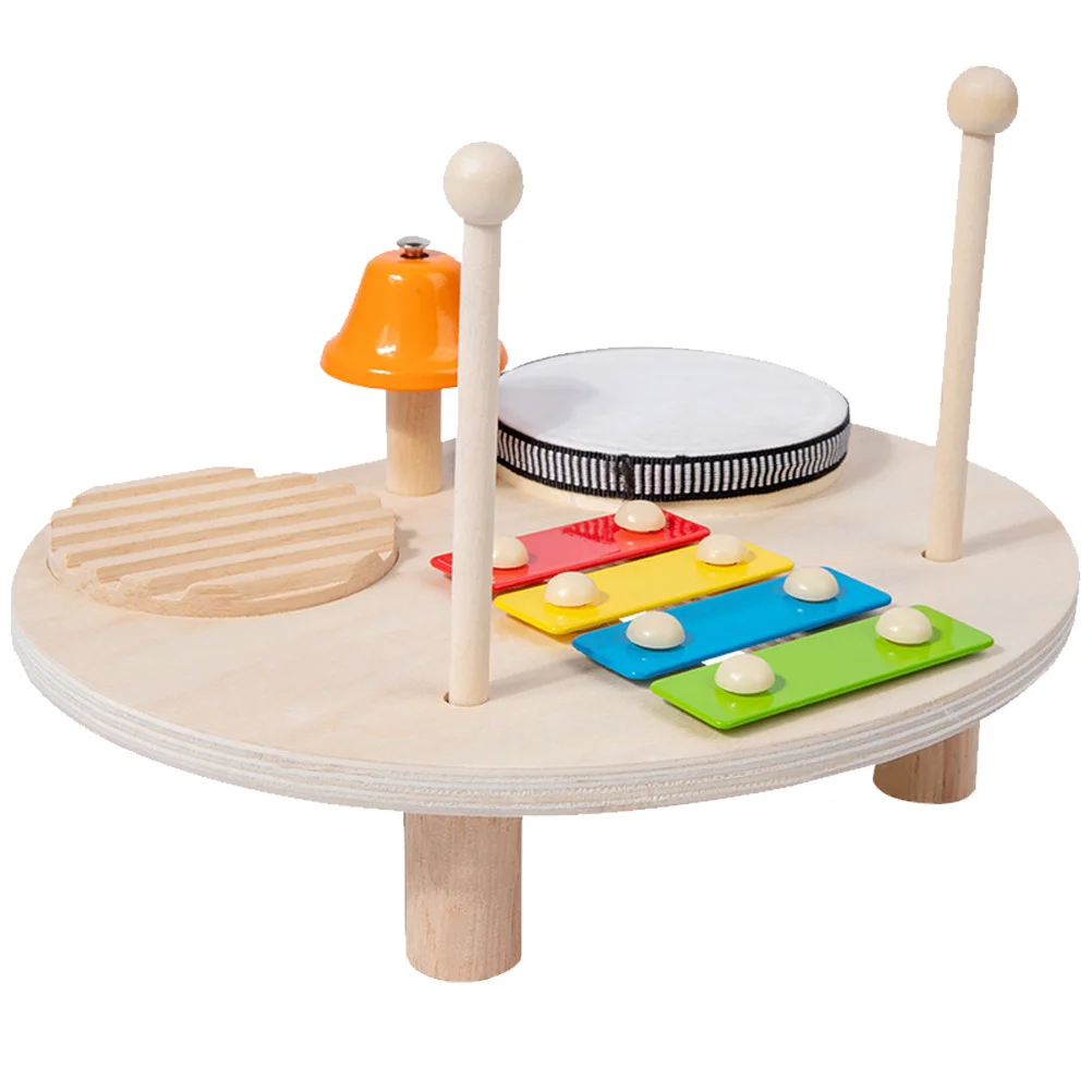 1Set Kids Xylophone Drum Set Wooden Musical Table Light Weight Educational Percussion Instruments Early Development Fun Musical
