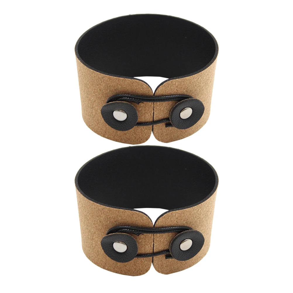 

2PCS Stainless Cup Sleeves Light Brown PU Adjustable Bottle Covers Bottle Insulated Cover For Coffee Shop