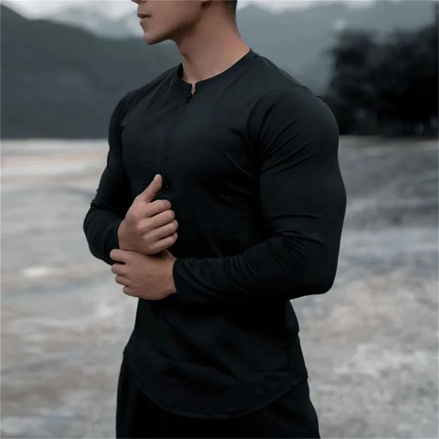 Men\'s Quick Drying Running Long sleeve T-shirt Sport Gym Tight Fitting T-shirt Training T shirts Fitness Top Oversized Clothing