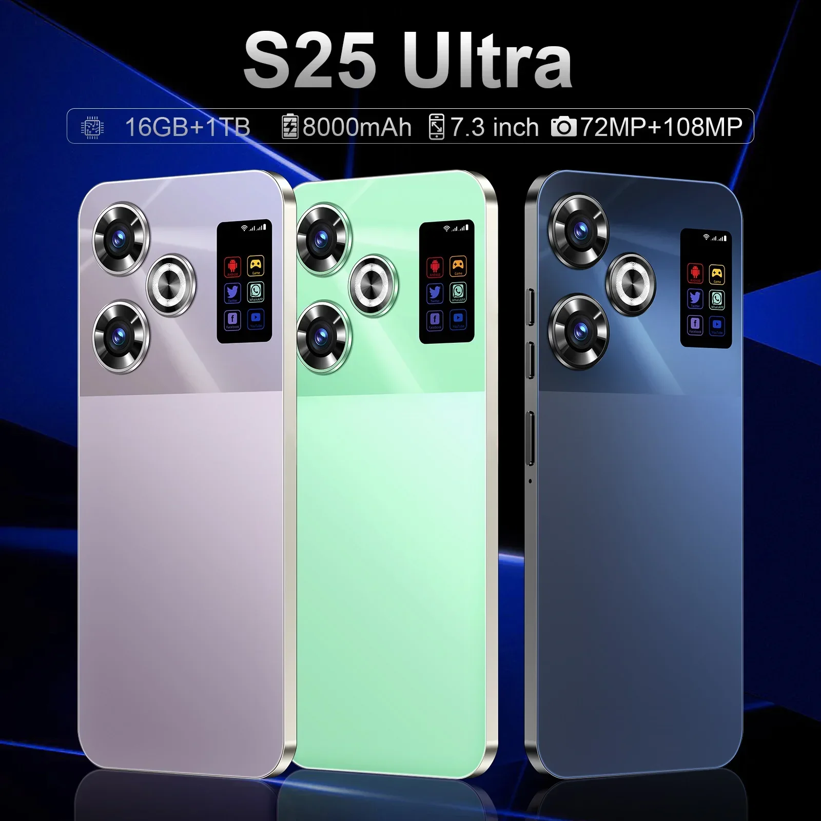 Smartphone S25 Ultra, grand écran 7.3 pouces, HD, Android, version globale, original, bon marché, nouveau