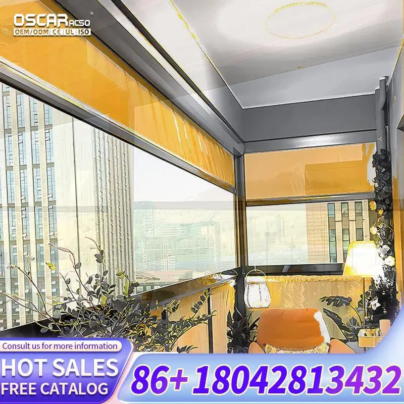 Retractable Motorized Waterproof Outdoor Roller Blinds Shade with Zip Track Screen for Patio Garden Balcony Rolling shutter