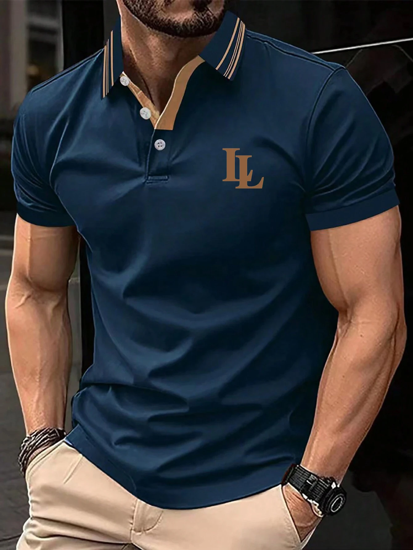 Summer Selling Men's Polo Short-Sleeved Men's New Shirt Business Leisure Sports Senior Luxury High-Quality Button Trend T-Shirt