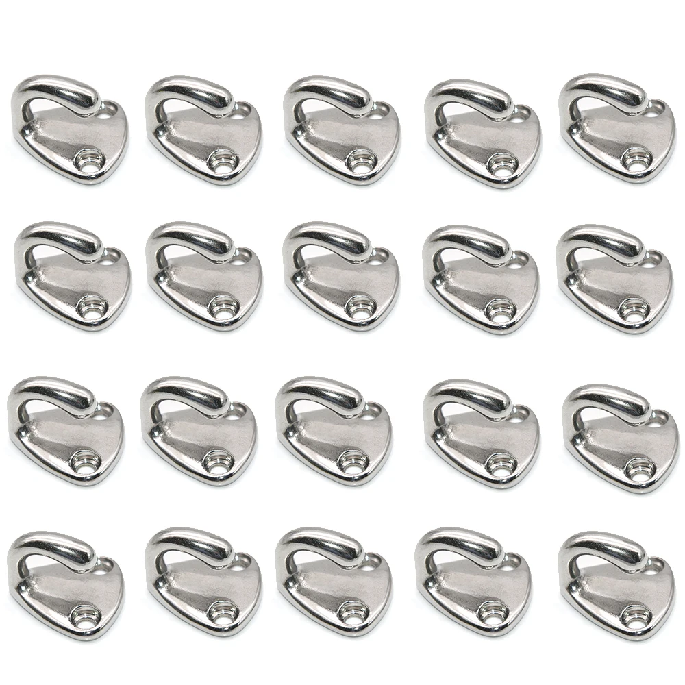 

20PCS 316 Stainless Steel Fender Hook Marine Hardware Boats Accessories Fender Hook Carabiner Pad Eye Hooks for Coat Marine