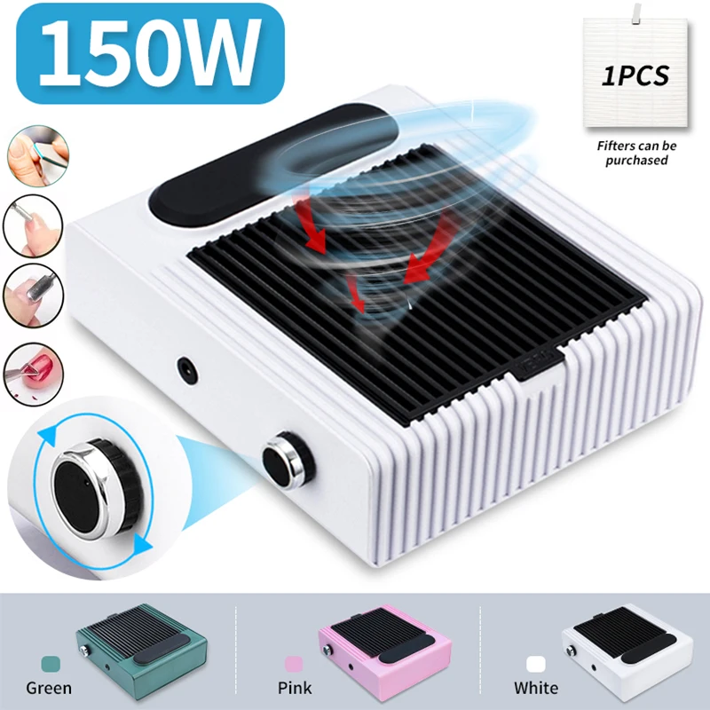 150W Strong Power Nail Dust Collector Nail Salon Equipment With Remove Filter Adjustable Nail Vacuum Cleaner Manicure Machine