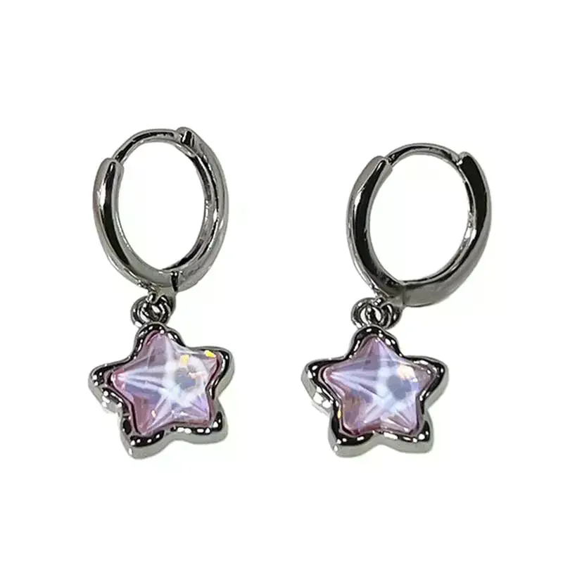 1Pair Gothic Cute Dream Fairy Moonlight Stone Star Pendant Earrings For Egirl Y2K Harajuku Goth Vintage Jewelry Accessories