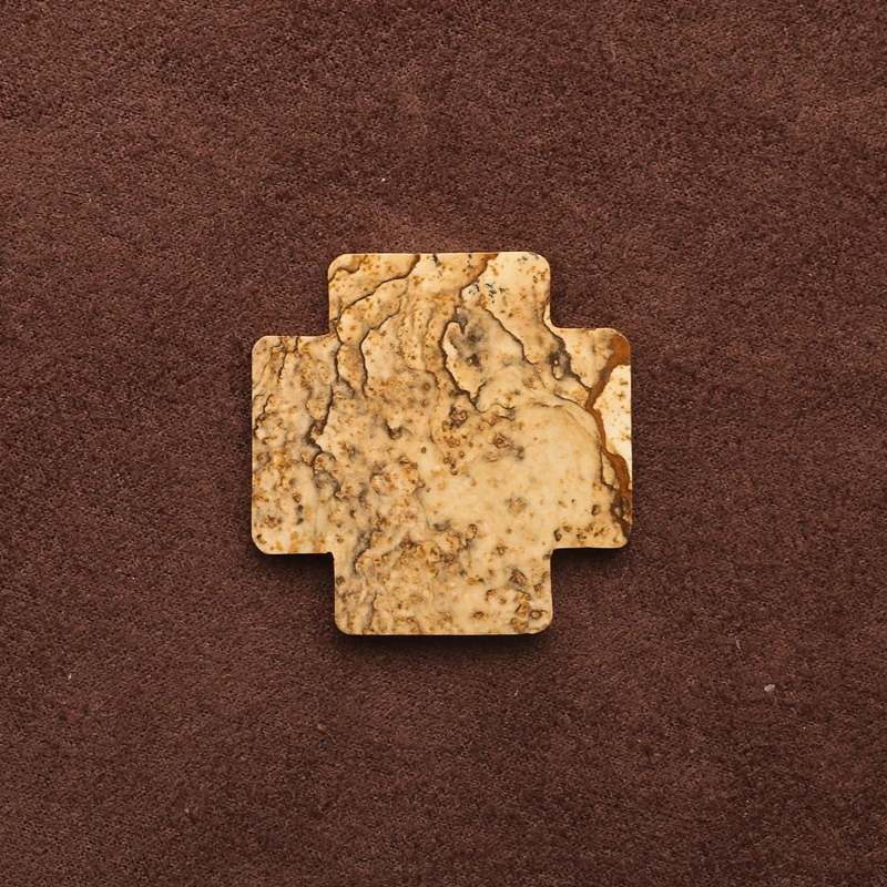 

Natural Stone Picture Jasper Cross Carved Cabochon Beads, Can Be Drilled, Necklace, Jewelry Accessories, 30x4mm, 6.4g