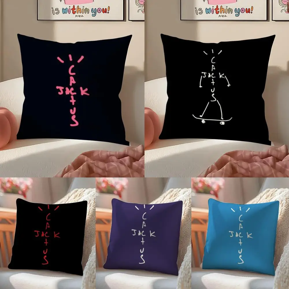 Cool C-Cactus jack Cushion Cover Linen Pillowcase Cover Soft Decor for Sofa Home Room