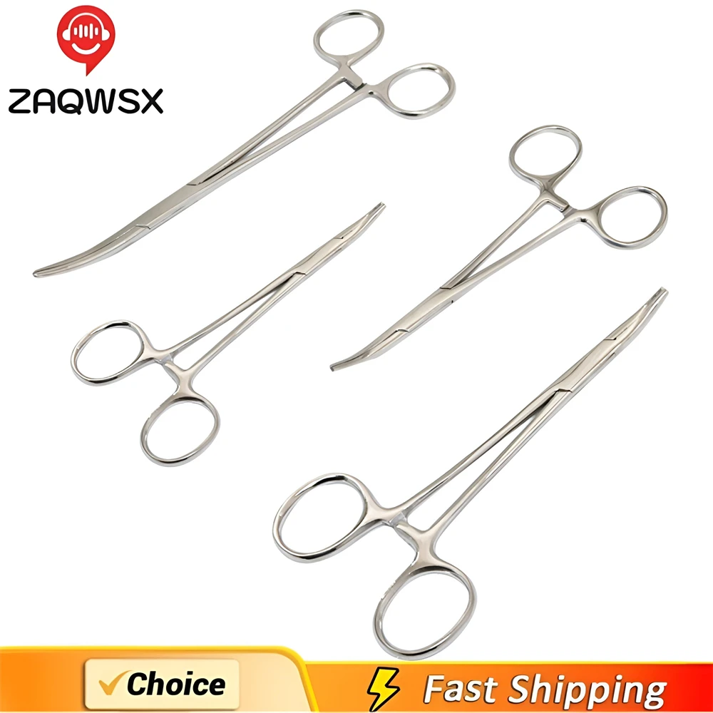 Stainless Steel Locking Forceps Artery Surgical Clamp Curved Straight Tip Fish Hook Pliers Hemostatic Forceps Hand Tools