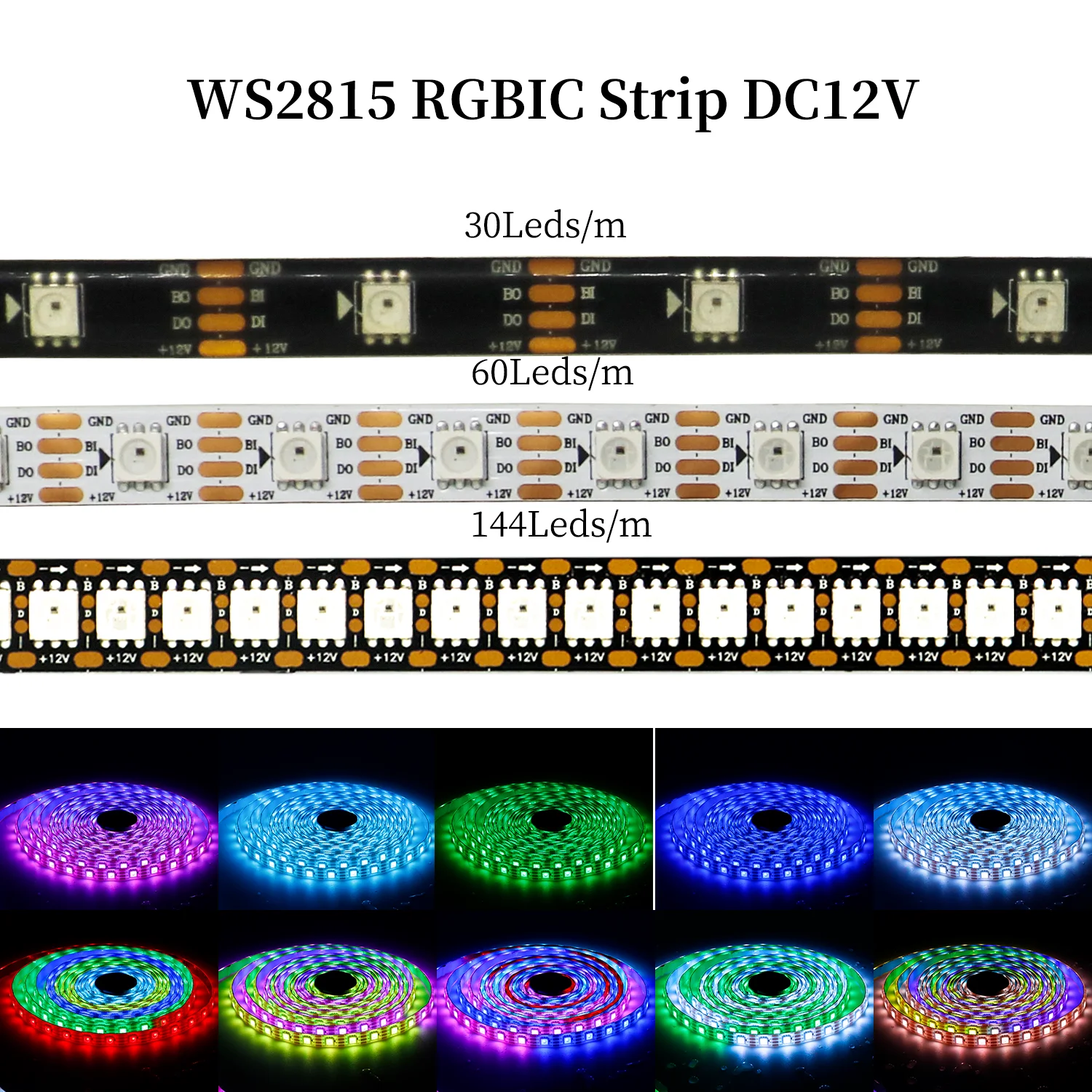 12V WS2815 individually addressable LED Strip RGBIC Programmable Full color Led Lights 30/60/144Leds/m Smart 5050SMD light lamp