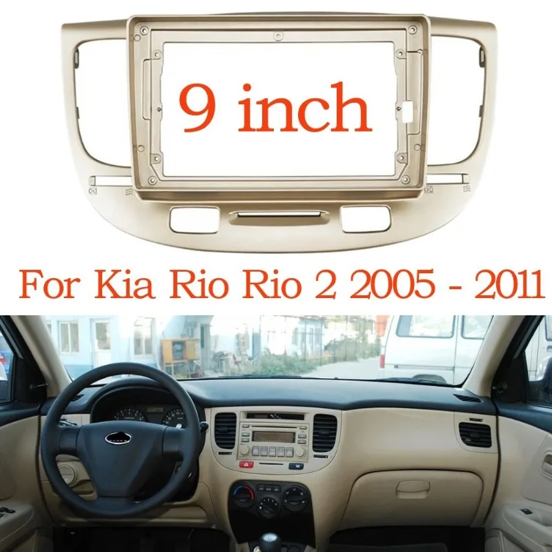 

Для Kia Rio Rio 2 2005-2011 2 Din 9-дюймовый автомобильный DVD-радиорамка стерео панель GPS крепление на приборной панели двойной Din комплект для установки фасции