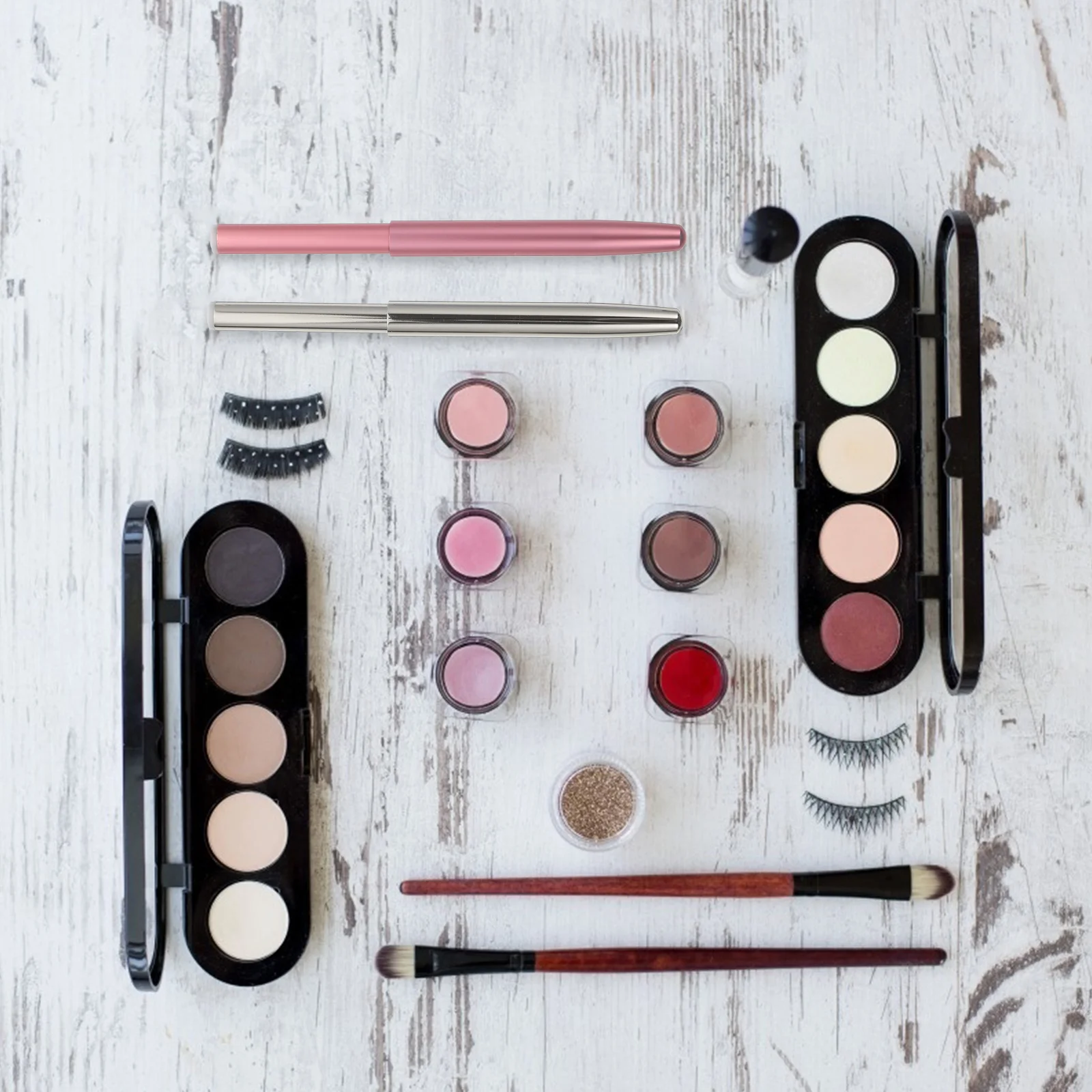 ชุดแปรงทาปากและคิ้ว 2 ชิ้น ปลายแหลมแบบเส้นใย สำหรับทาลิปสติก ลิปกลอส บาล์ม แป้ง อุปกรณ์แต่งหน้าพกพา