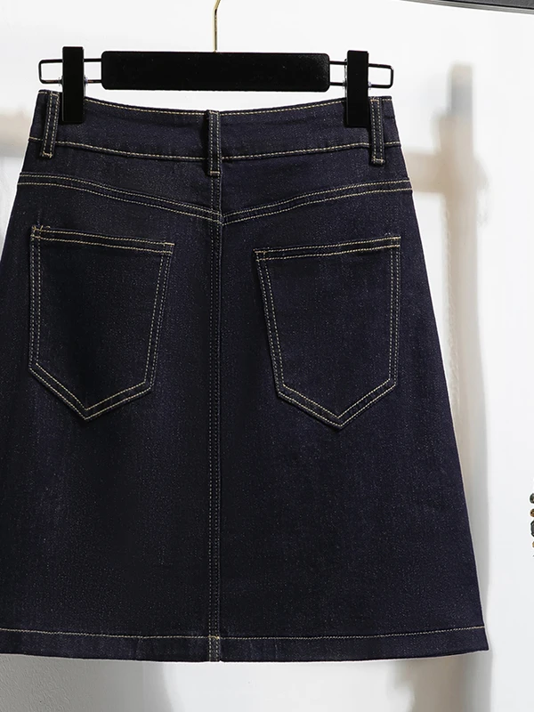 Retro macio denim a linha saia feminina plus size verão anti-luz solto ajuste cintura alta midi saia anti-luz saia calças