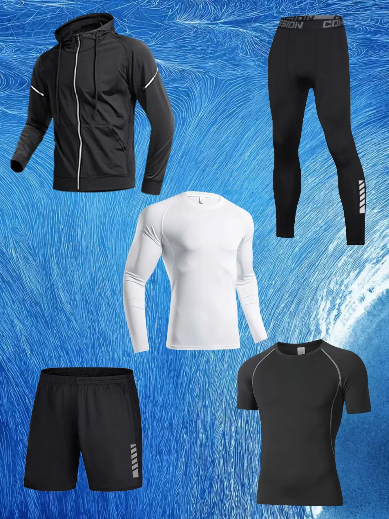 Autumn and winter sports fitness suit men, fast dry basketball running training long sleeve tight suit