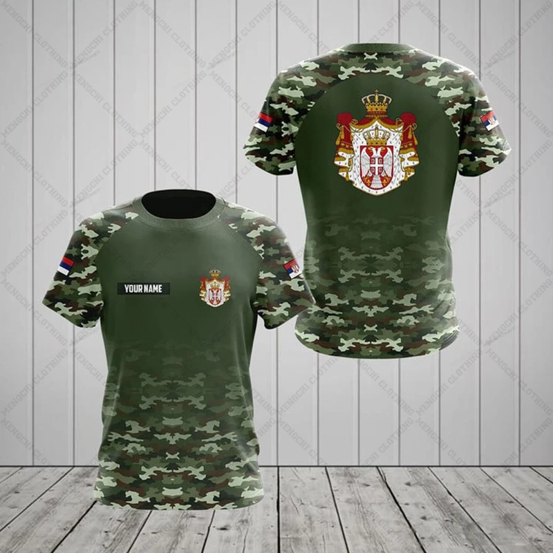 Serbia Flag Camo Customize Graphic T-shirts Summer Unisex Oversized Tees Casual Short Sleeve Tops Adults and Kids Sportswear