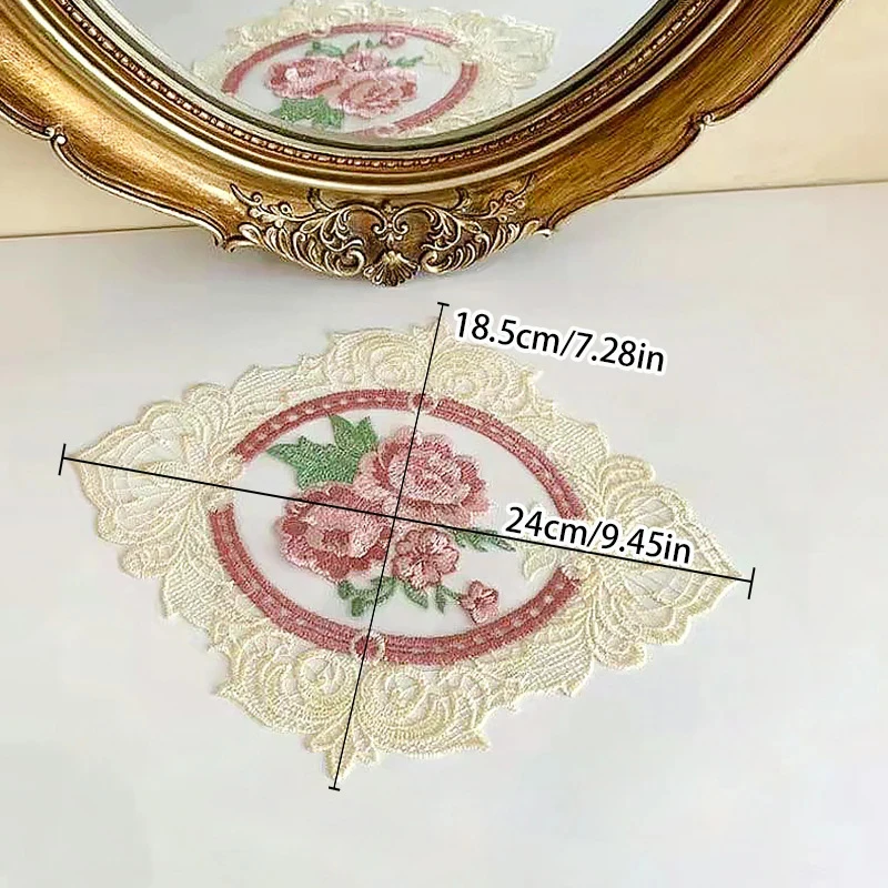 Retro Embroidered Flower Lace Placemat Table Cloth Cover Table Mat European Style Plate Mat Table Coaster Desktop Decor