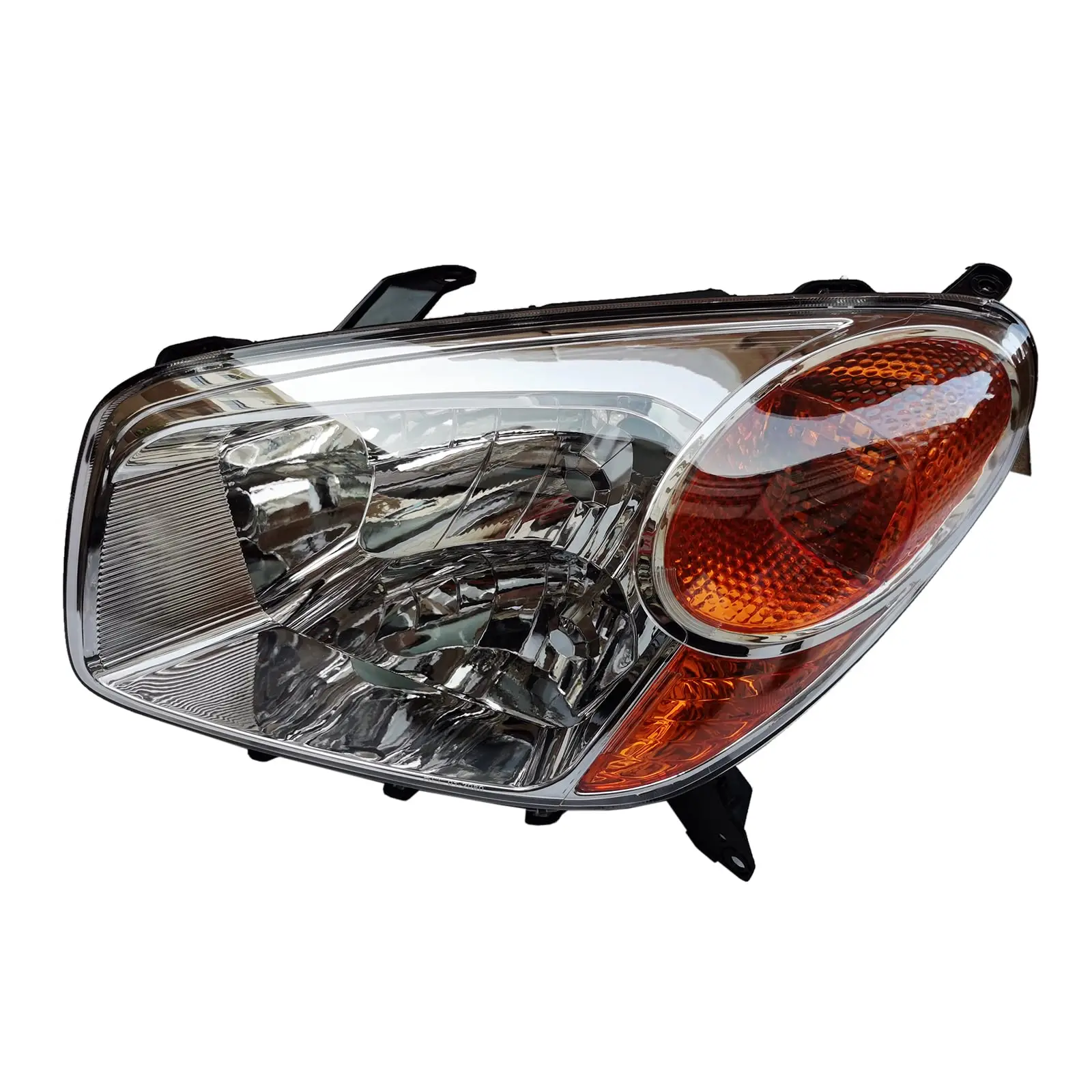 Headlights Pair for 2004-2005 Toyota Rav4 - Front Left Right Clear Orange Lens Black Housing, PP+PC Halogen Direct Installation