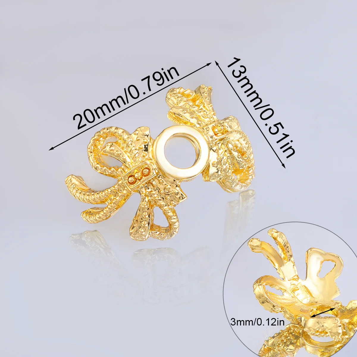 20mm 5pcs Aluminum Alloy Bow Flower Base Mixed Colors Spacer Loose Beads For Jewelry Making DIY Bracelets Necklace